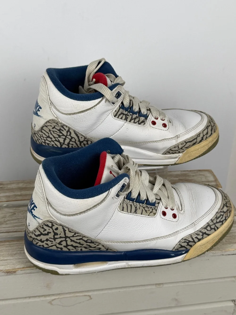Nike Air Jordan 3 RetroTrue Blue sneakers elephant print overlays kids size 4.5Y